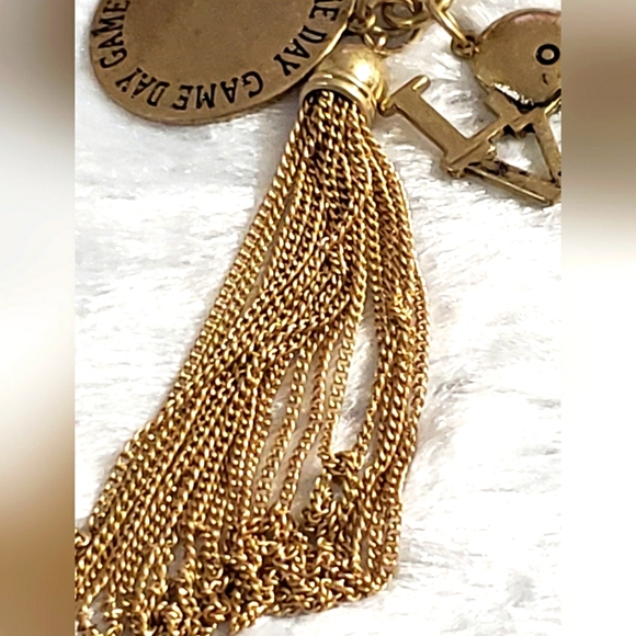 Antique Love Game Day Long Necklace Made of a Chain and Gold Pieces - Picture 7 of 12